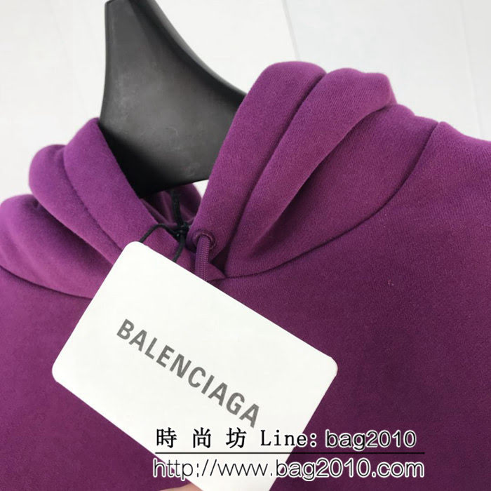 BALENCIAGA巴黎世家 18ss秋冬新款 背後字母印花 紫色連帽衛衣 內裏抓絨 原版複刻 原版os超大版 男女同款 ydi2474